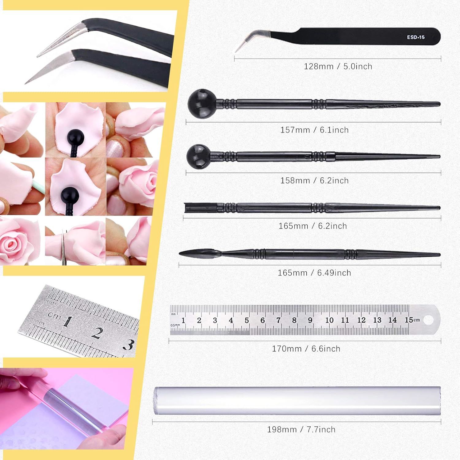 Swpeet 36Pcs Modeling Clay Sculpting Tools Kits, Ball Stylus Tool, Pottery Tools, Rubber Tip Pens, Plastic Clay Tools, Sculpting Kit for Making Modeling Clay Cake Fondant Decoration, Clay, Ceramics