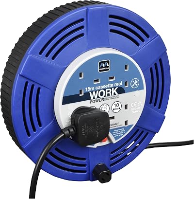 Masterplug Four Socket 15m Cassette Reel Extension Lead LCT1510/4BL