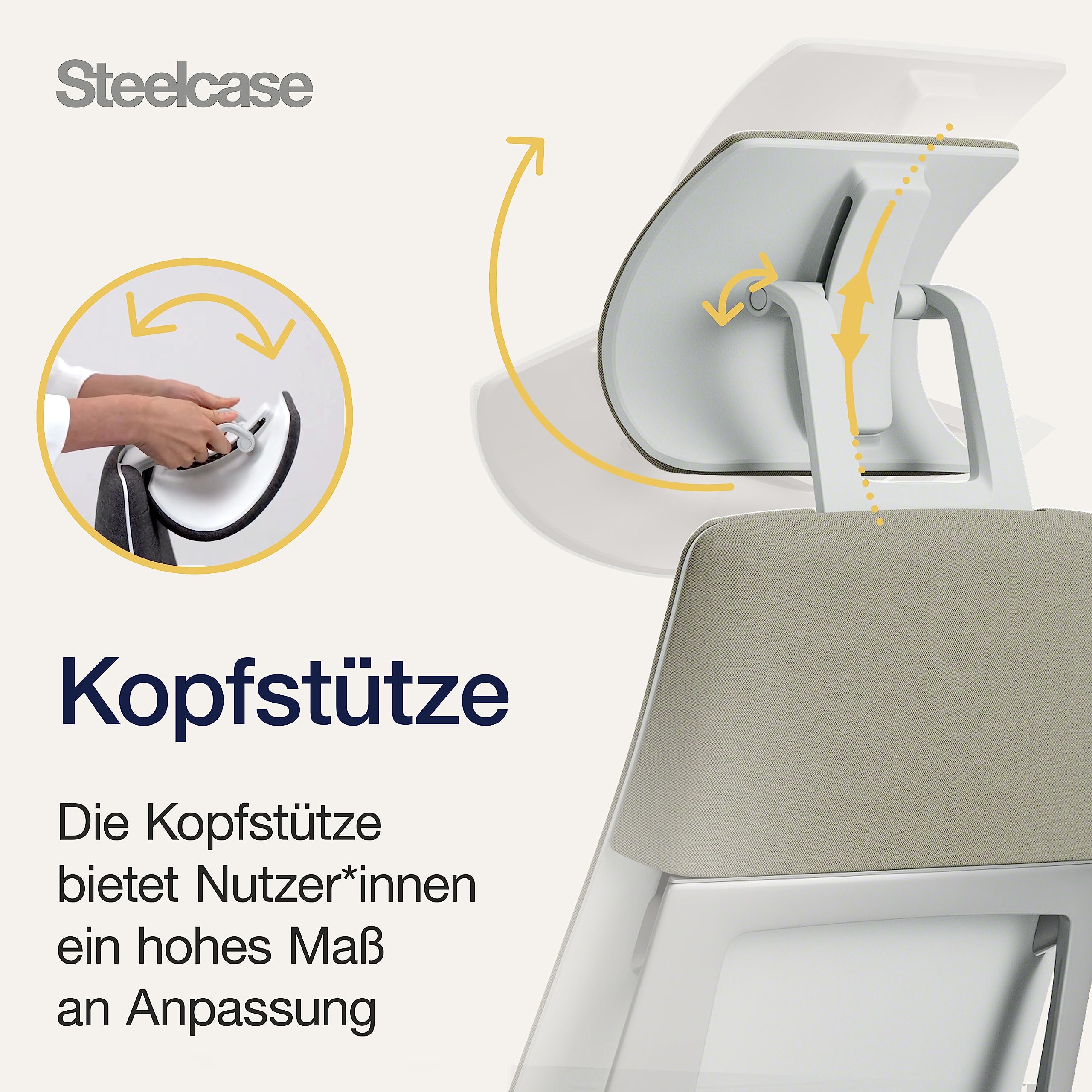 Steelcase Gesture Ergonomischer Bürostuhl mit 360° Armlehnen, 3D-Live Back Lumbalstütze, anpassbarer Kopfstütze Trüffel, 66 x 62.5 x 107 8