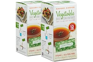 SAVORY CHOICE Vegetable Broth Concentrate, 2 Boxes of 12 Packets (9.6g) - Vegan, Vegetarian, Gluten-Free, Diary-Free Broth Concentrate