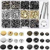 Alritz 120 Sets Snap Fasteners Kit, 12.5mm Metal Snap Buttons Press Studs with 4 Pieces Fixing Tools, 6 Colors Clothing Snaps