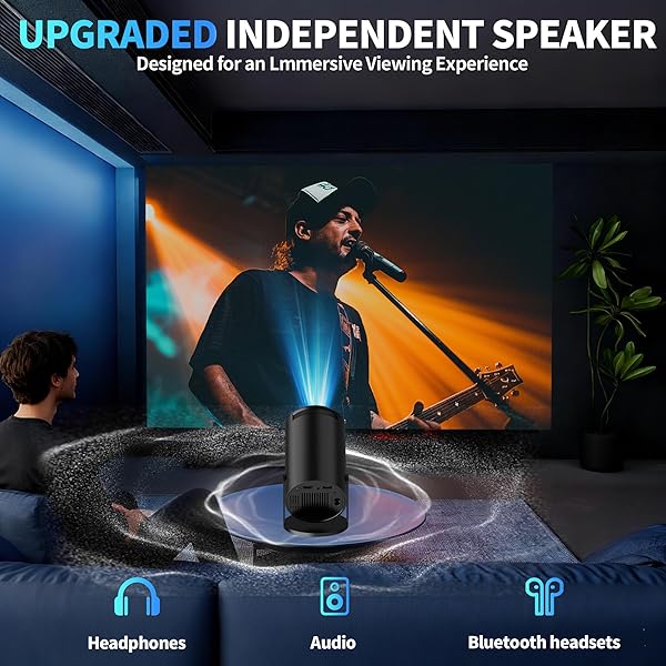 [BUILT-IN APPS & 2026 UPGRADED] MINI PROJECTOR SUPPORT 4K 1080P AUTO KEYSTONE 180° ROTATABLE WITH WIFI 6 AND BLUETOOTH 5.4, PROJECTOR PORTABLE COMPATIBILE WITH HDMI/TV STICK/MEMORY STICK/LAPTOP-BLACK
