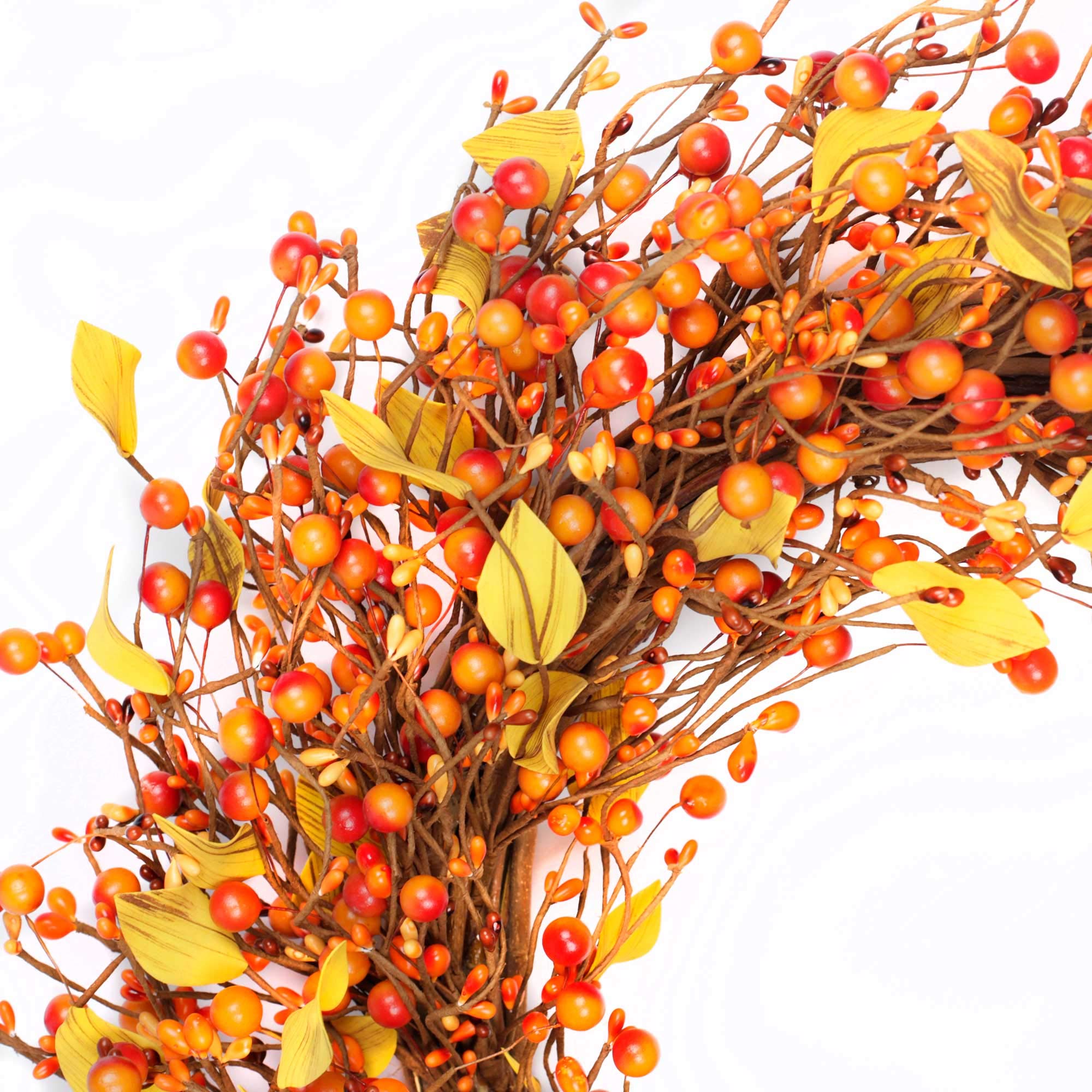 VGIA 22 inch Artificial Fall Wreath Berry Wreath Fall Maple Leaf Wreath for Front Door Fall Decorations