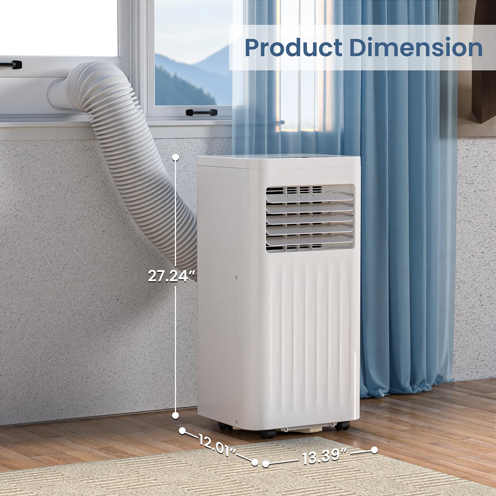 ZAFRO Portable Air Conditioners, 10000 BTU, 3 in 1 Portable AC Unit with Window Kits, Fan & Dehumidifier Modes, Cools up to 450 Sq.Ft, LED Display/Remote Control, 24H Timer for Living Room, Bedroom