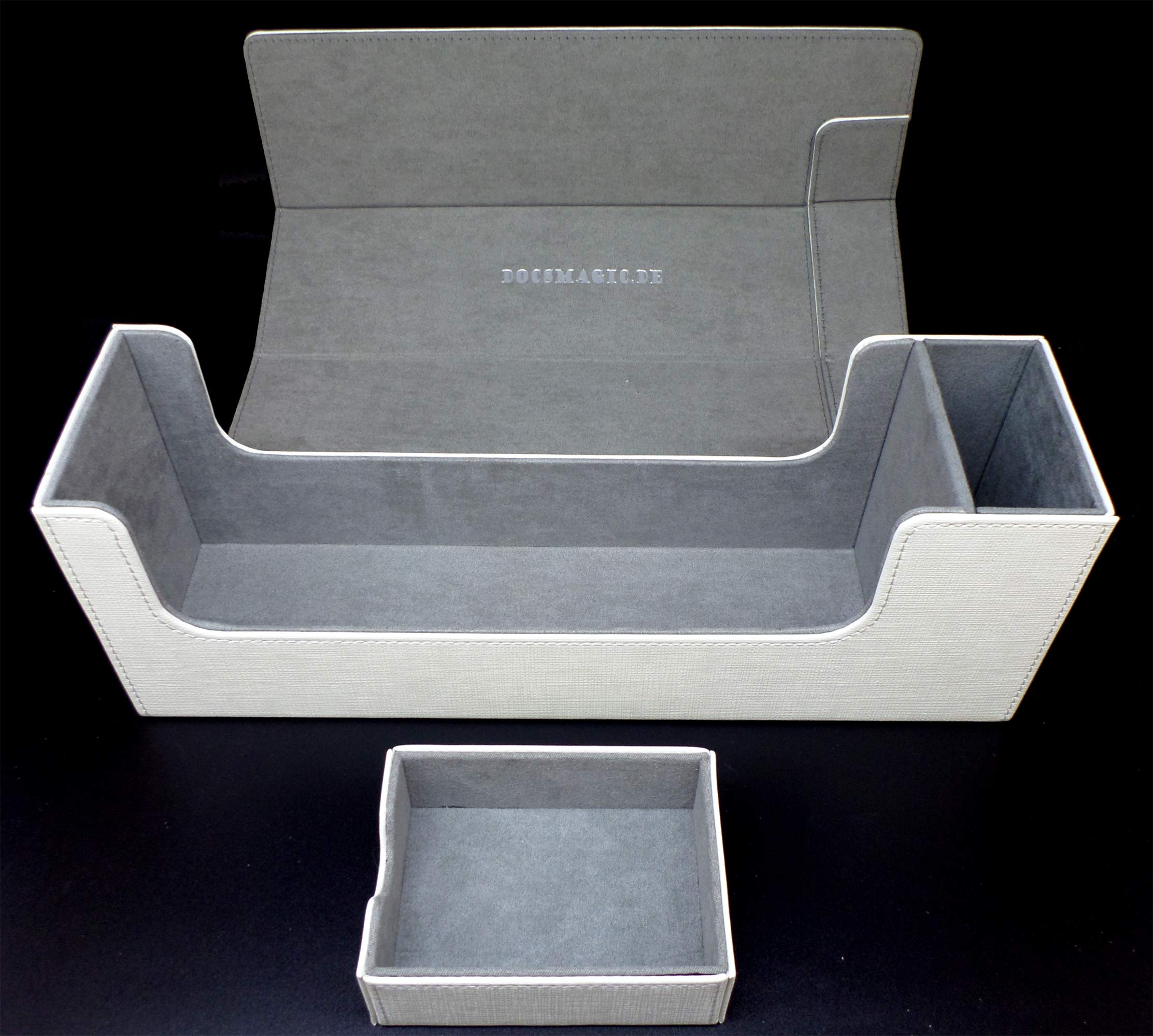 docsmagic.de Premium Magnetic Tray Long Box White Medium - Card Deck Storage โ image 1