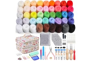 Veroave 385 PCS Needle Felting Kit, Complete Needle Felting Tools and Supplies, with 45 Colors Wool Roving, Wool Felt Tools and Felt Molds for Home Decoration Felted Animal