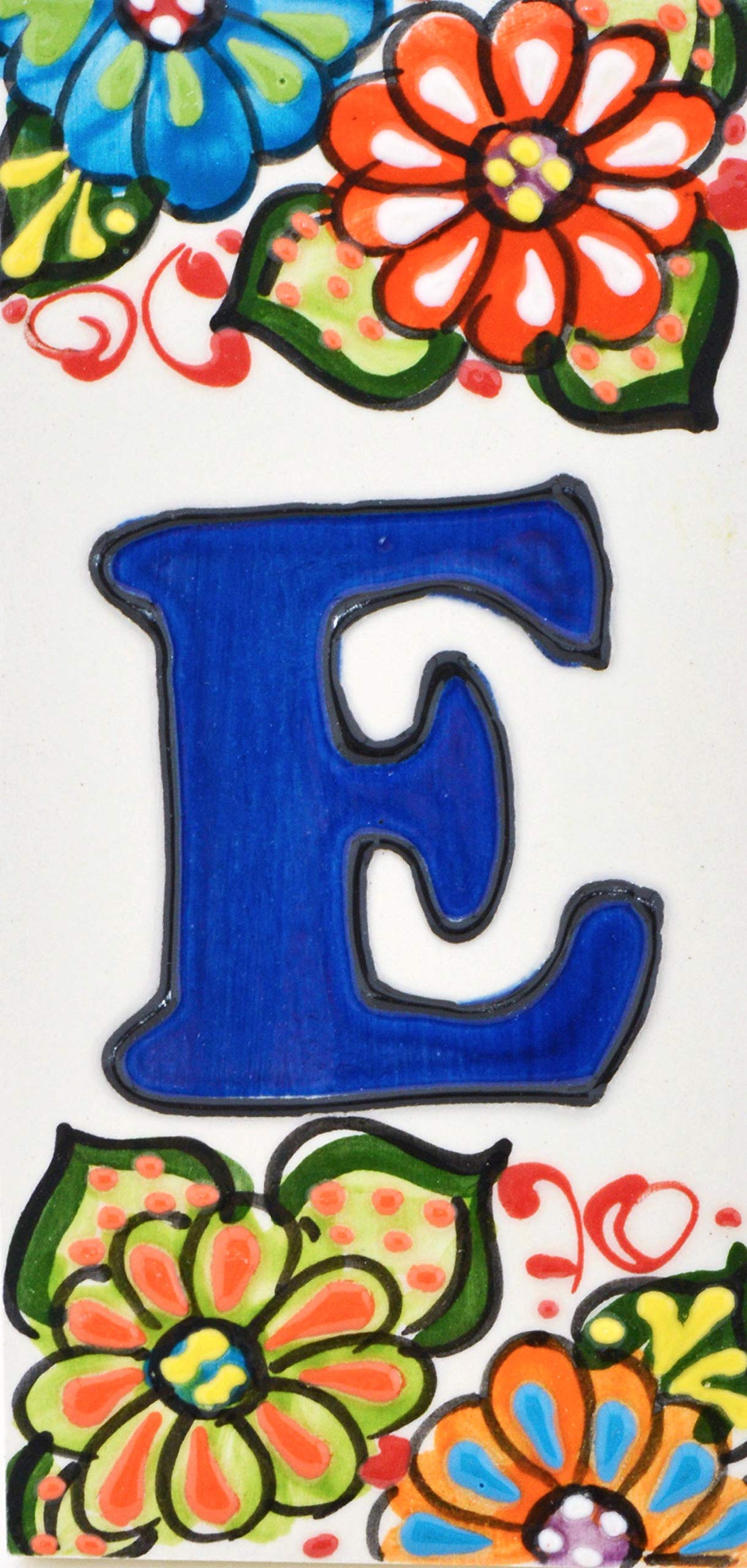 House letters 6 inch. Handpainted house letter tiles for signs, addresses and names. Address numbers for houses. House address numbers and letters. Design Design GARDEN 5,71" x 2,76" (LETTER "E")