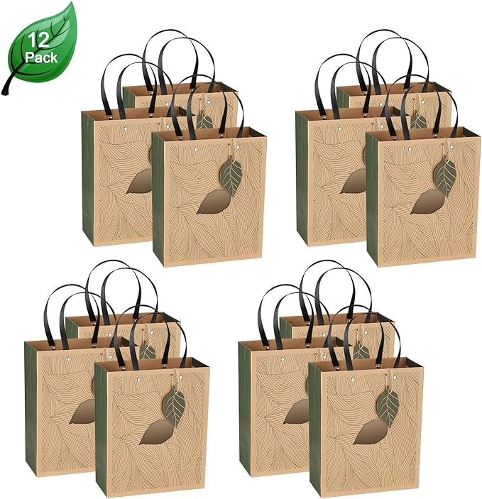 Gift Wrap Bags, Kraft Paper Gift Bags with Handles for