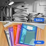 Vicloon A4 Vertical Plastic File Folders 5pcs Snap Closure Card Slot Blue view 5