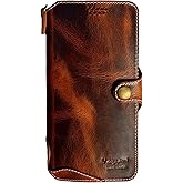 Yogurt Case for Samsung Galaxy S24 Ultra, Genuine Leather Wallet Cover for Samsung S24 Ultra, Handmade Dark Brown
