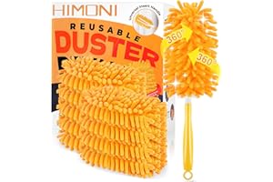 HIMONI Duster Refill for Swiffer, 360 Dusters Heavy Duty Refills, Reusable Duster Kit for Home, Office, Furniture and Outdoor (5 Pack + 1 Handle)