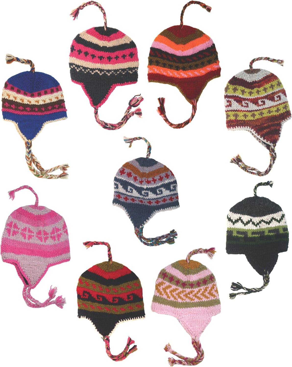 Unique Colorful Wool HatFull Fleece Lined Earflap with Three Tassels Hand Knitted at Amazon Unique Colorful Wool HatFull Fleece Lined Earflap with Three Tassels Hand Knitted at Amazon