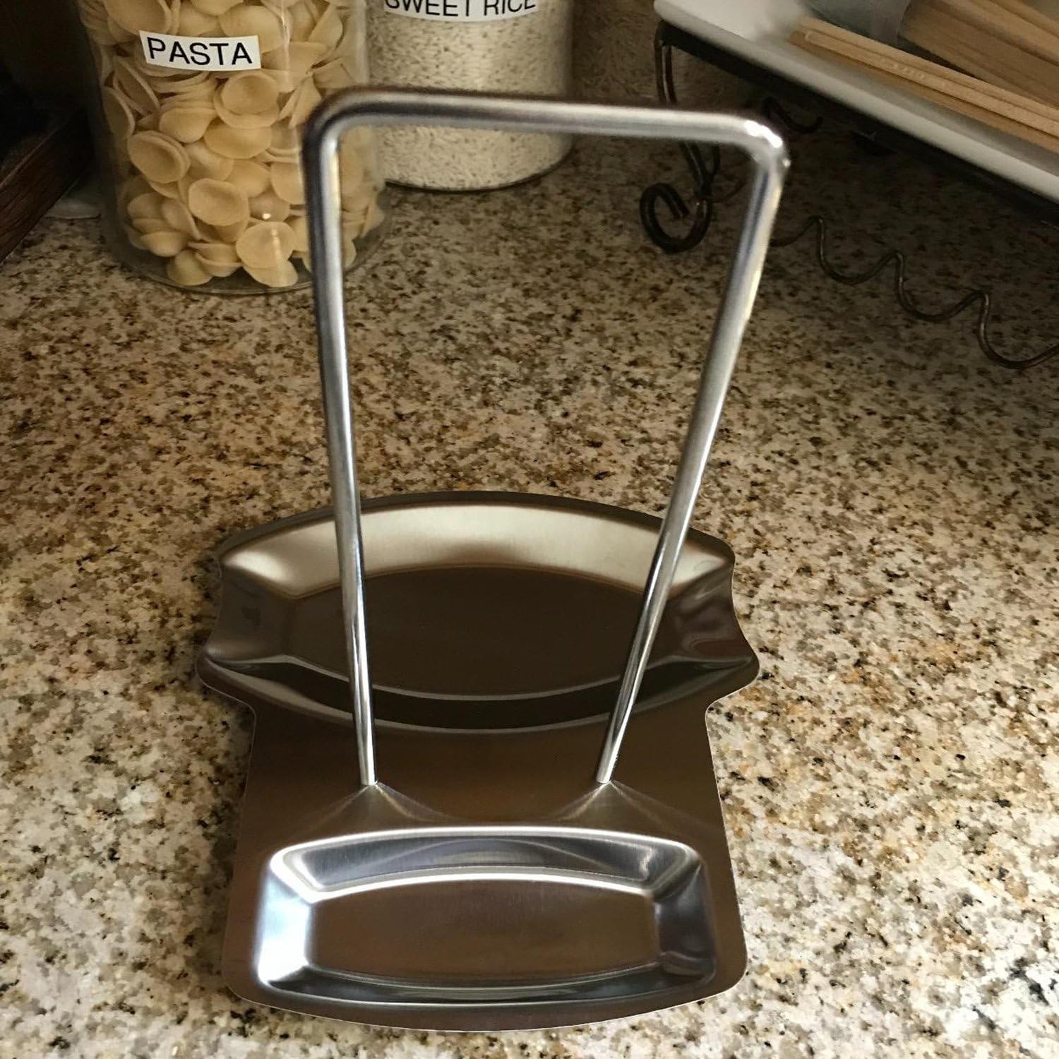 Spoon Rest and Pot Lid Holder, Stainless Steel Pan Pot Cover Lid Rack Shelf Stand Holder Spoon Holder Utensil Rest Stove Organizer Storage Soup Spoon Rests Kitchen Tool: Kitchen & Dining