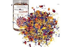 GXXDMZAQ Premium Gourmet Edible Flower Trio - 100% Natural Dried Rose, Cornflower & Calendula Petals Mix | Culinary Grade for Cocktails, Baking, Desserts & Cake Decor | Gluten-Free | 1.05oz/30g Jar