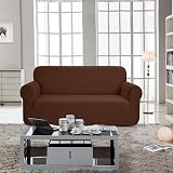 SAMSTEX 3 Seater Stretch Sofa Cover Brown 1-Piece Non Slip 4-Way Knit view 2