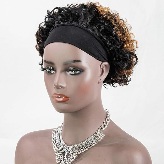 Amazon.com : Short Curly Pixie Cut Hair Headband Wigs Ombre Short Bob