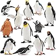 TOYMANY 12PCS Cute Realistic Penguin Figurines, Polar Animal Figures Antarctic Set with Different Varieties of Penguin, Educa