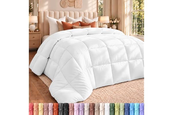 Utopia Bedding Queen Comforter, Duvet Insert, White, 88 x 88 Inches | Soft and Fluffy Down Alternative Bed Comforter, All Sea