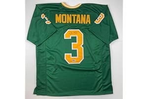 HOFSM.COM HALL OF FAME SPORTS MEMORABILIA Facsimile Autographed Joe Montana Notre Dame Green Reprint Laser Auto College Football Jersey Size Men's XL