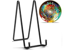 IPAME 3 Pack 8 Inch Large Plate Stands for Display - Metal Square Wire Plate Holder Display Stand + Picture Stand for Book, Platter, Plaque, Photo Easel