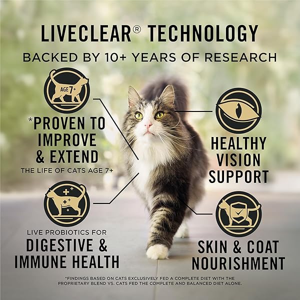 PURINA PRO PLAN LIVECLEAR SENIOR CAT FOOD 7+ CAT ALLERGEN REDUCER PRIME PLUS CHICKEN AND RICE FORMULA – 3.2 LB. BAG