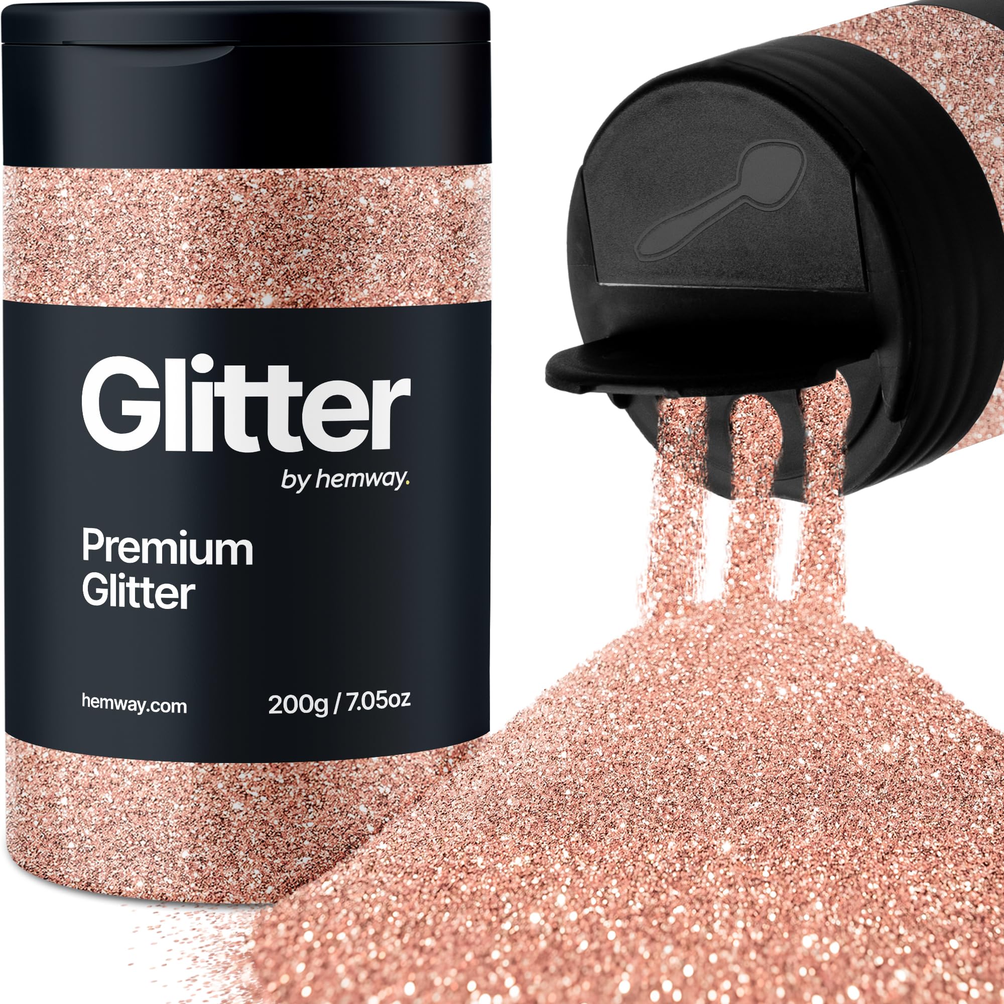 Hemway Premium Glitter Shaker - Rose Gold | 210g Ultrafine Metallic Flake Sequins for Resin & Epoxy Crafts | Craft Supplies for Tumblers, Festival, Hair, Face, Body, Eye & Nail Art