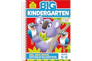School Zone Big Kindergarten Workbook: 320 Spiral-Bound Pages, Early Reading and Writing, Numbers 0-20, Basic Math, Matching,