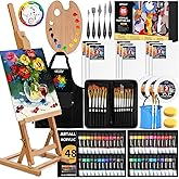 86-Piece Acrylic Painting Kit with Tabletop Easel, 48 Colors Acrylic Paint Set, Paint Brush Set & Case, Brush Basin & Art Apron, Complete Art Supplies Painting Set for Adults, Artists, Beginners