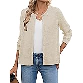 Hount Womens Long Sleeve Crewneck Button Down Cardigans Soft Knit Basic Open Front Lightweight Cardigan Sweaters