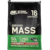 Optimum Nutrition Serious Mass, Weight Gainer Protein Powder, Mass Gainer, Vitamin C and Zinc for Immune Support, Creatine, Strawberry, 12 Pound (Packaging May Vary)