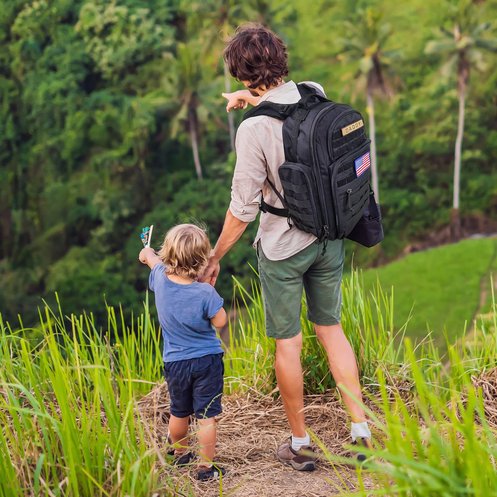 SHARKMOUTH Diaper Bag Backpack for Dad and Mom, Military Molle diaper Pack with Insulated Bottle Holders and Wipe Pocket