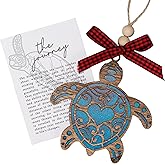 Wooden Sea Turtle Christmas Ornament Beach Theme Tree Decoration for Ocean Lovers Coastal Xmas Hanging Gift for Turtle Enthusiasts Holiday Décor for Home & Tree (Turtle Turquoise)