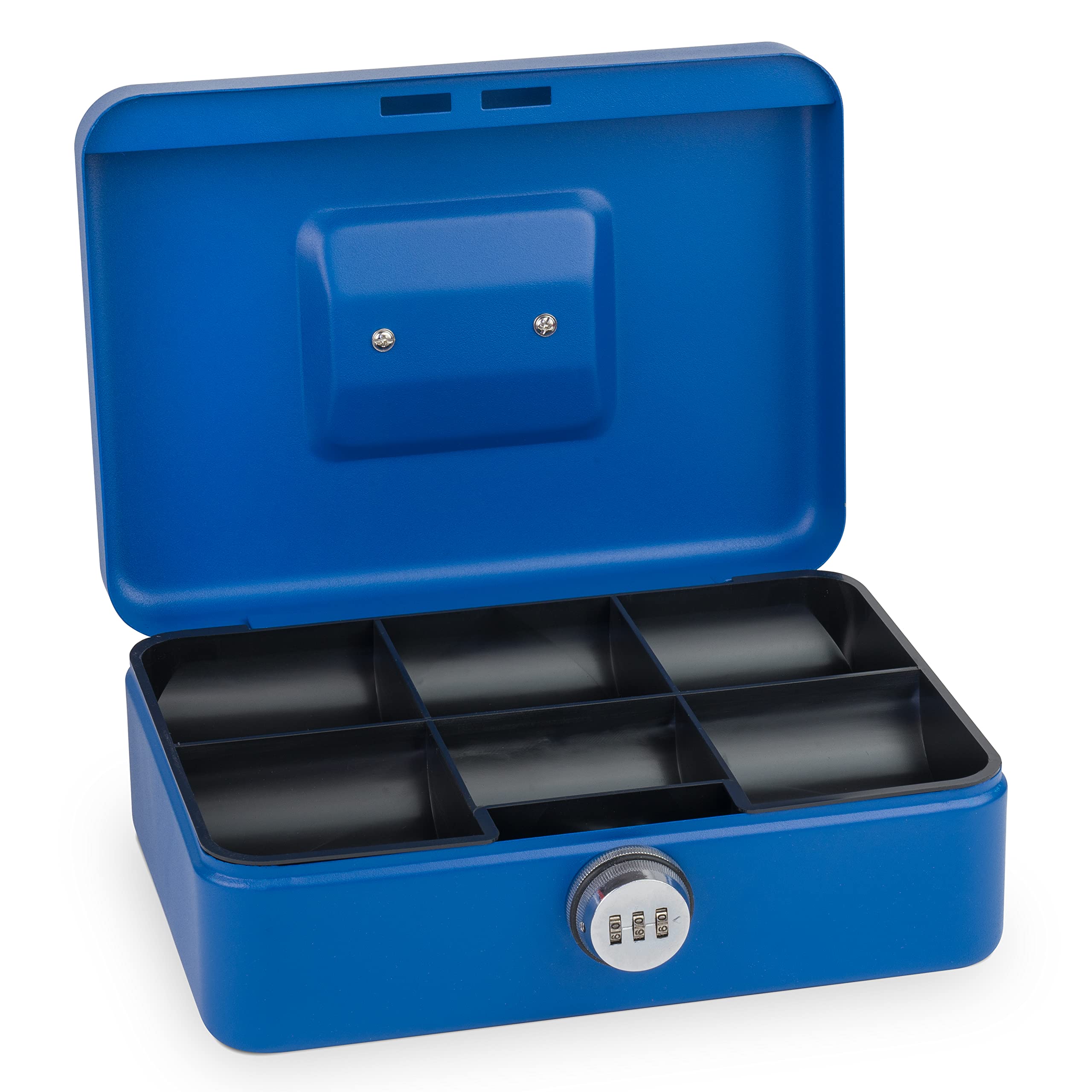 Sax Cash Box with Combination Lock, Extra Strong Lock, 25 x 18 x 9 cm, Large, Blue, 0-823-14