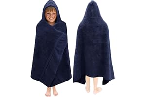 ORIGINAL KIDS Hooded Bath Towel Wrap - Ultra Soft 100% Cotton Terry Large Oversized Hooded Kids Towel - Toddler Big Kid Shower Pool Beach Towel - Absorbent Quick Dry Easy Care Gift - 30 x 54 - Navy