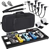 GOGHOST Medium Guitar Pedal Board Aluminum Alloy pedalboards 20x8x1.2" | Black Effects Pedal Board with 4 Pcs 6 Inch Guitar Pedal Cable, Carrying Bag, Adhesive Hookside Tape