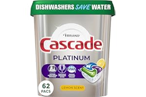 Cascade Platinum Dishwasher Pods, Dishwasher Detergent, Dishwasher Soap, Actionpacs, Lemon, 62 Count