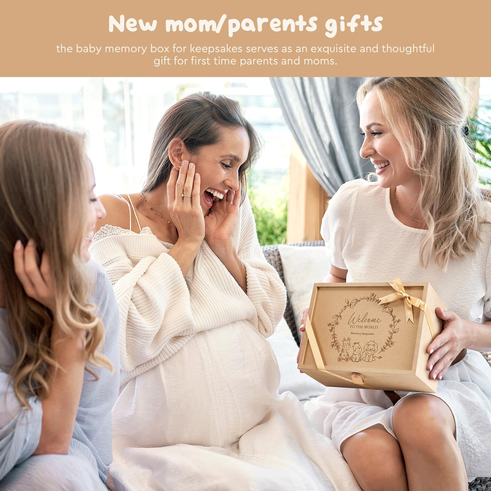 AW BRIDAL New Mom Gifts New Parents Gifts Baby Keepsake Box Memory Box for Keepsakes Newborn Infant Shower Gift for Girls Boys Baby Tooth Pregnancy Keepsake Box