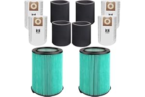 2 Pack VF6000 Filters + 4 Pack VF3502 Filter Bags + 4 Pack Reusable Filter Covers for Ridgid 5-20 Gallon Wet Dry Vacuum Clean