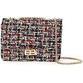 Blisfulady Women's Tweed Plaid Shoulder Bag Trendy Purse Handbag PU Leather Crossbody Evening Bag Quilted Satchel Clutch Tote