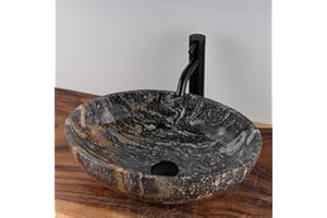 MIDUSO One-of-a-Kind River Stone Vessel Sink – Handcrafted Natural Sink – Elegant Oval Sink for Luxury Bathrooms – Unique and Rare Stone, Choose Your Design Under 'Color' Options