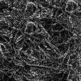 Crinkle Cut Paper Shred Filler,1 LB Black Shredded Paper for Gift Boxes Bags Basket Filler Decoration,Grass Cushion Paper Streamer Stuffing for Christmas,Thanksgiving,Mother's Day Gift Wrapping