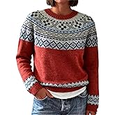 Akivide Womens Pullover Vintage Sweaters Fall Winter Casual Loose Long Sleeve Knitted Sweaters Tops