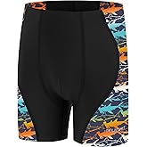 Runhit Boys Swim Jammers Square Leg Youth Competitive Swim Racing Team Swimsuits Athletic Quick Dry Swimming Shorts UPF 50+