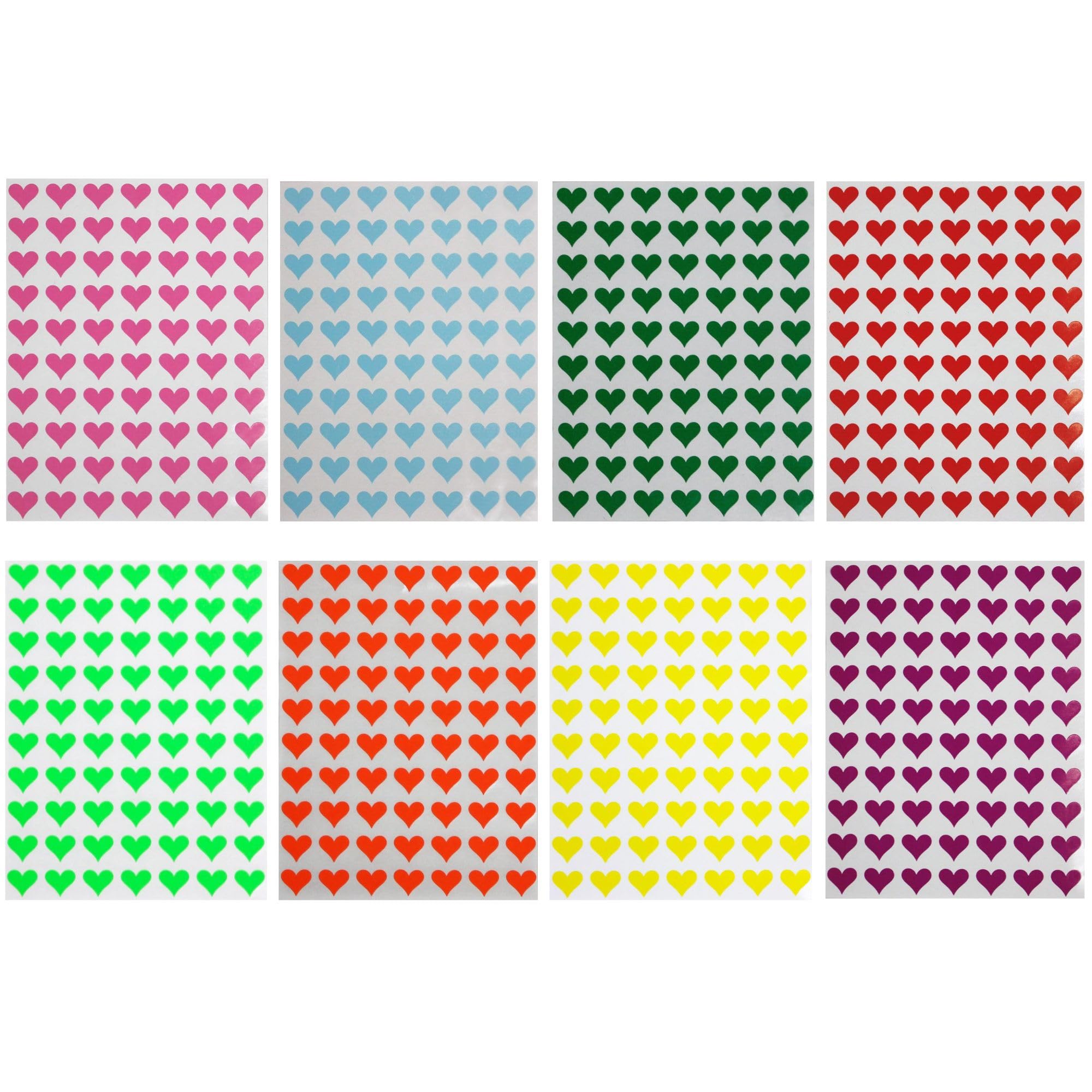 Royal Green Stickers Hearts in 8 Colors Labels for Gifts Packaging, Crafting 0.5 inch (13mm) 1/2" - 560 Pack — image 1