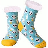 YEEKAORA Girls Slipper Socks Non Slip Grips, Cute Animal Kids Warm Thick Thermal Fluffy Plush Winter Kids Home Sleep Socks