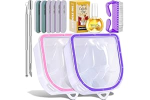 TsMADDTs 12PCS Nail Soaking Bowl Acetone Gel Polish Remover Kit with 2PCS Soak Off Bowls Manicure Bowls for Hands, Cuticle Remover Tools, Cuticle Oil, Files, Buffers, Brush, Dip Removal Kit