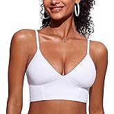 CRZ YOGA Womens V Neck Bikini Tops Adjustable Spaghetti Straps Bathing Suit Sexy Swimsuit Padded