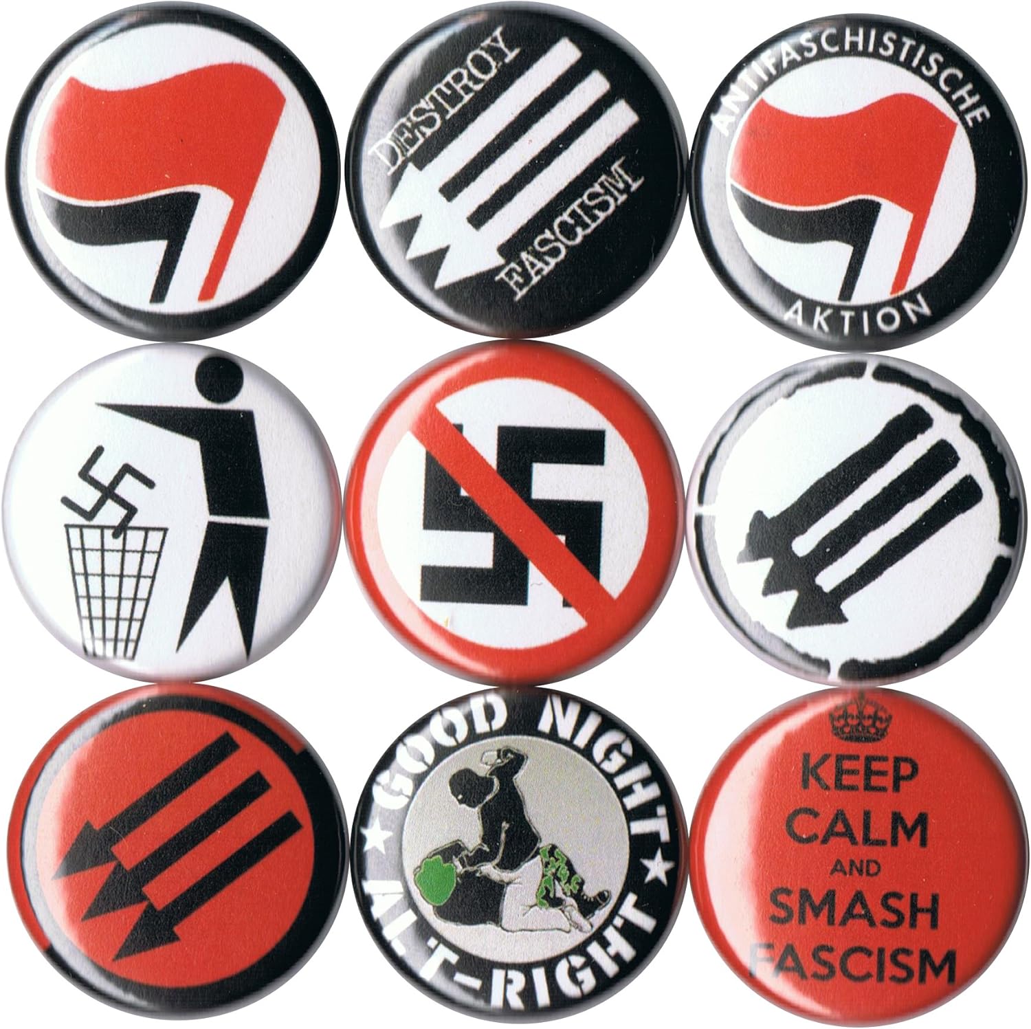 Set Of 9 Antifa 1 Button Pins Amazon Ca Clothing Accessories