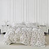 YuHeGuoJi Burnt Orange Botanical Duvet Cover King 100% Cotton 3 Pcs Set 1 Decorative Vintage Boho Floral Duvet Cover with Zipper Ties 2 Pillow Shams Decorative White Ruffle Bedding Set Soft