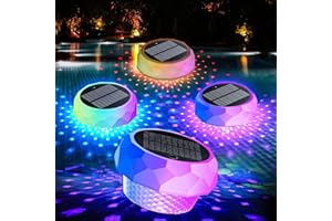 J JINPEI Floating Pool Light, Solar Rechargeable, Color-Changing IP68 Waterproof LED Solar Lights for Pools, Suitable for Garden Path and Party Decorations (1 Pack)